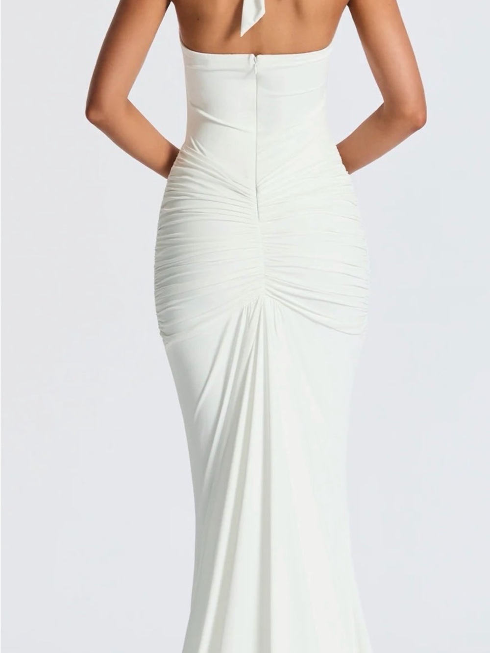 Babyboo Rosetta White Halter Plunge Ruched Maxi Formal Evening Dress NWT - Picture 6 of 6